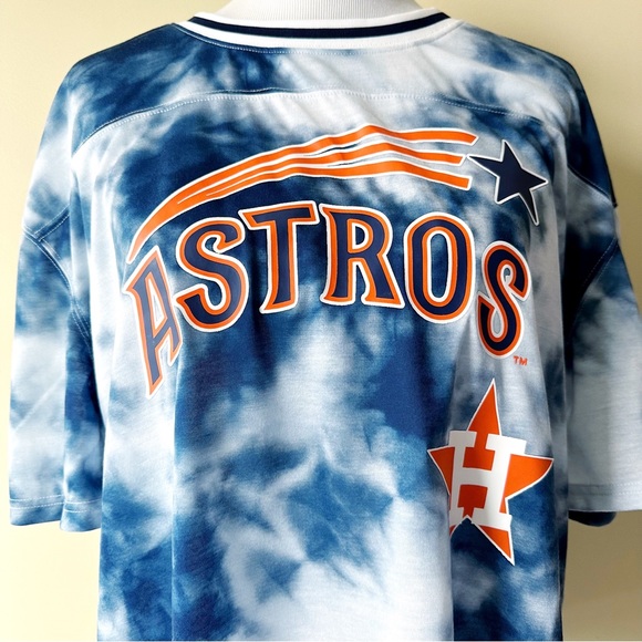Mitchell and Ness Houston Astros MLB Tie Dye Crop Top Shirt Womens Size 2XL XXL - Picture 5 of 9
